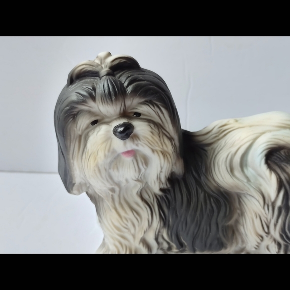 Vintage Aldon Fine Porcelain Bisque Shih Tzu Yorkie Dog Figurine Gray White 4" - Picture 2 of 6